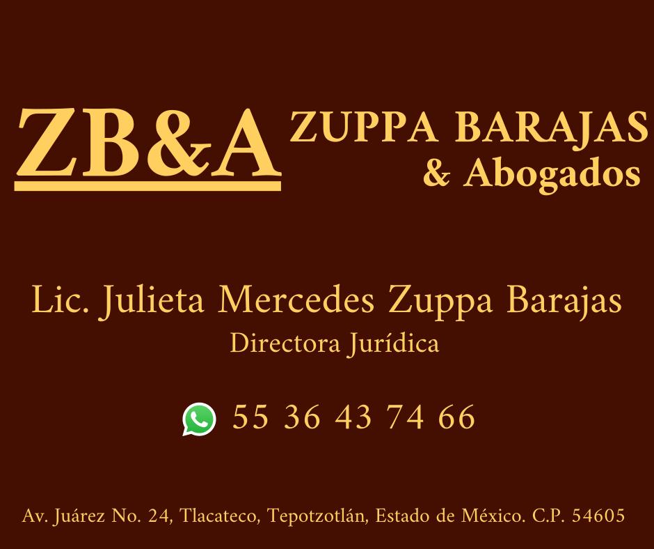 Tarjeta de presentación de Lic. Julieta Mercedes Zuppa Barajas, Directora Jurídica